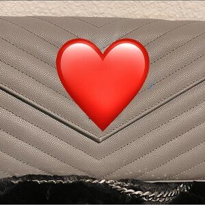 Grey Chevron Quilted Shoulder Bag with Chain Strap